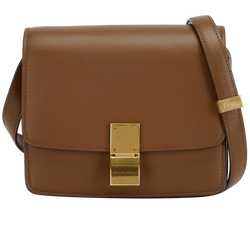 Classic Box Flap Bag, Leather, Tan, ULA0138, S, 2*